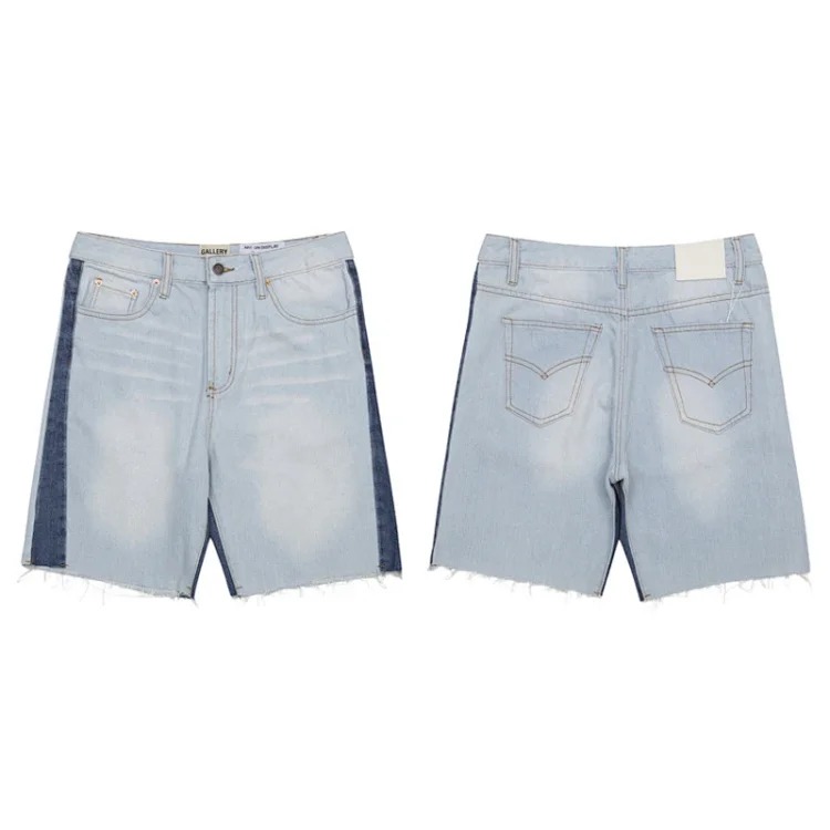 Washed slightly flared black and blue patchwork jeans for men and women trousers and shorts Ga