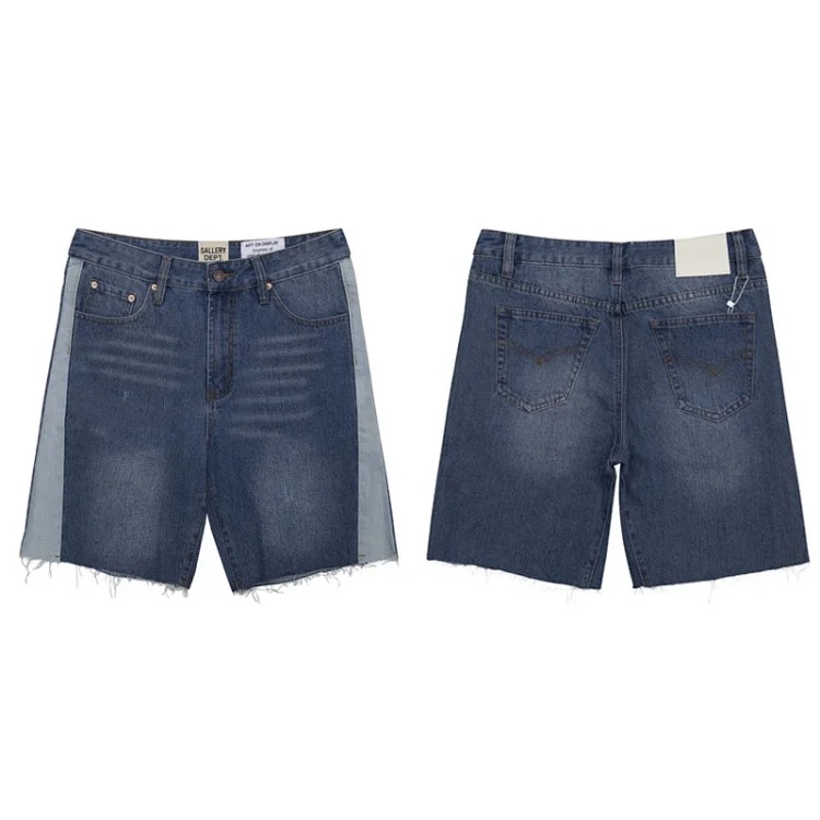 Washed slightly flared black and blue patchwork jeans for men and women trousers and shorts Ga