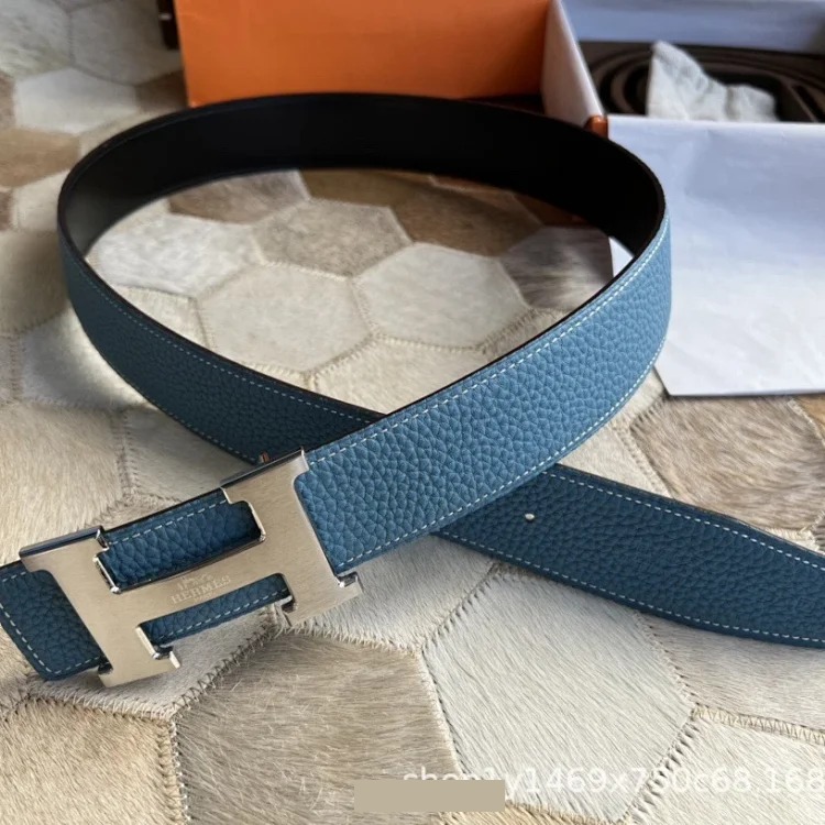 Belts for men and girls, cowhide trouser belts, plaid full leather trouser belts, double-sided genuine leather belts