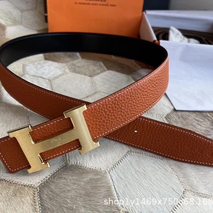 Belts for men and girls, cowhide trouser belts, plaid full leather trouser belts, double-sided genuine leather belts