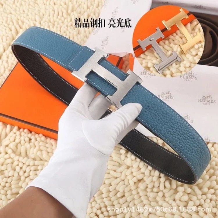 Belts for men and girls, cowhide trouser belts, plaid full leather trouser belts, double-sided genuine leather belts