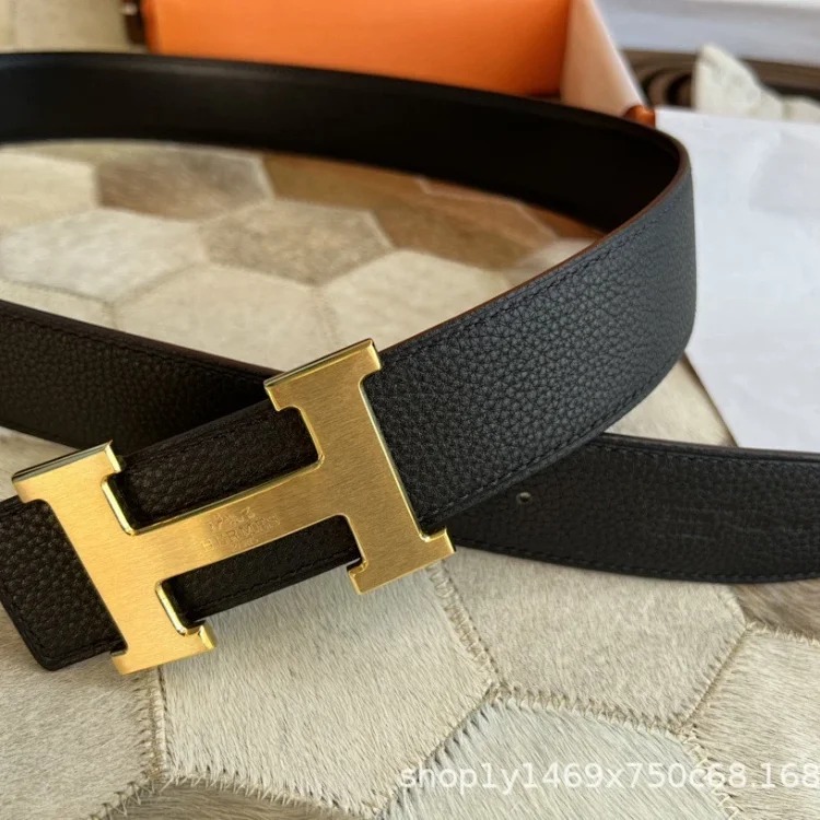 Belts for men and girls, cowhide trouser belts, plaid full leather trouser belts, double-sided genuine leather belts