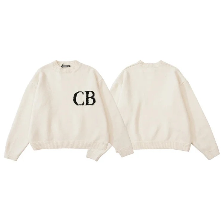 CB letter jacquard loose couple American fashion brand men's and women's knitted sweater