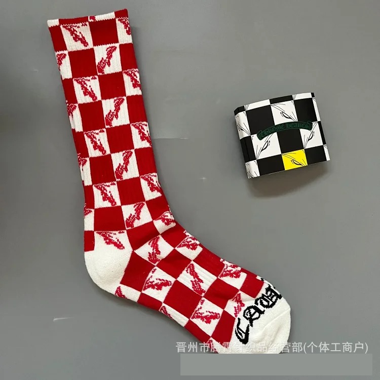 Graffiti Red Lips Towel Bottom Embroidered Swedish Fashion Socks
