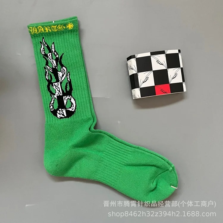 Graffiti Red Lips Towel Bottom Embroidered Swedish Fashion Socks