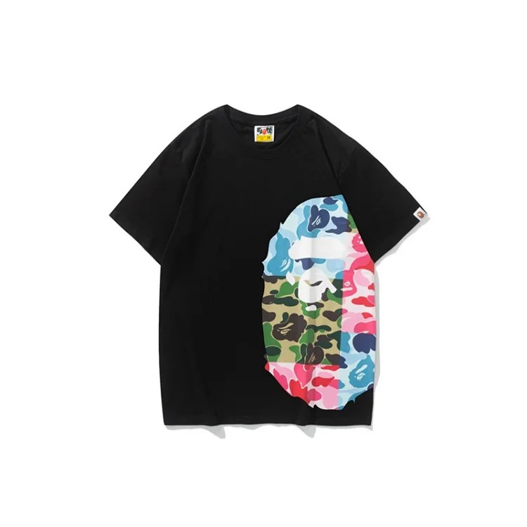 Camouflage print round neck short-sleeved casual T-shirt for men and women