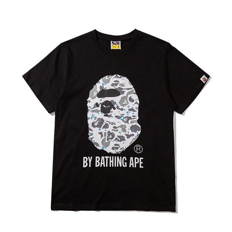 Camouflage print round neck short-sleeved casual T-shirt for men and women
