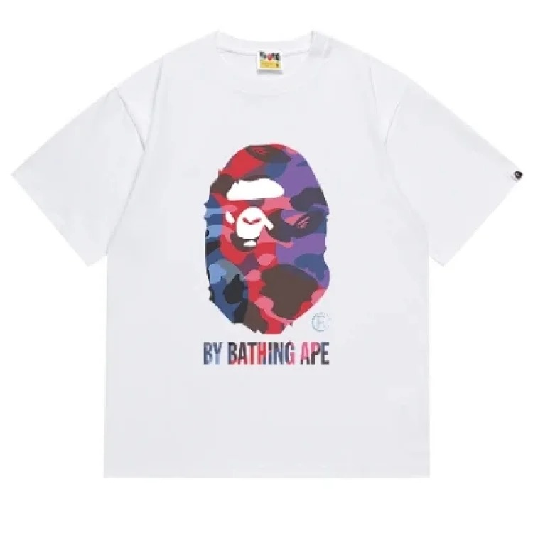 Camouflage print round neck short-sleeved casual T-shirt for men and women