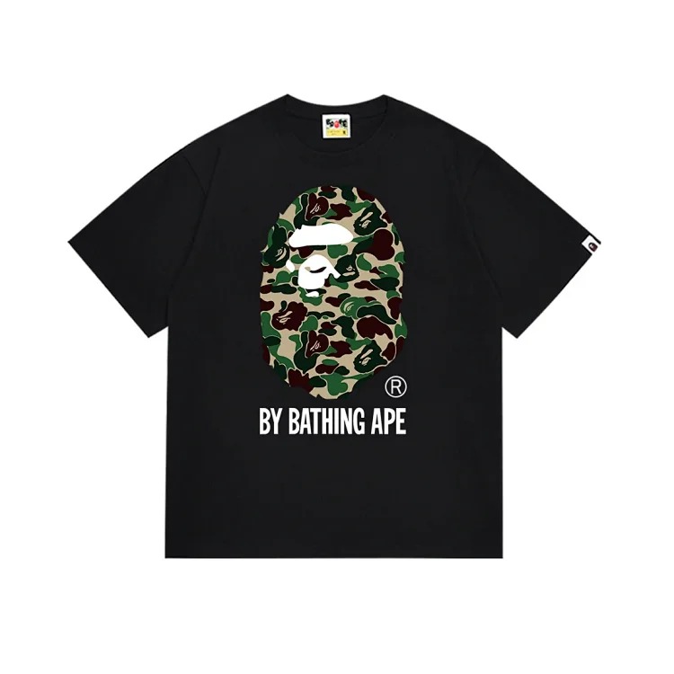Camouflage print round neck short-sleeved casual T-shirt for men and women
