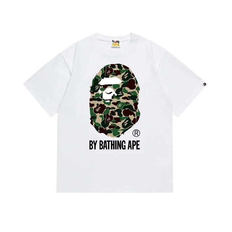 Camouflage print round neck short-sleeved casual T-shirt for men and women