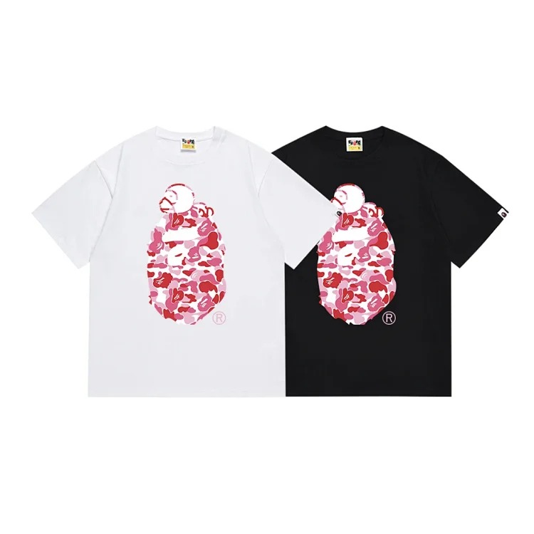 Camouflage print round neck short-sleeved casual T-shirt for men and women