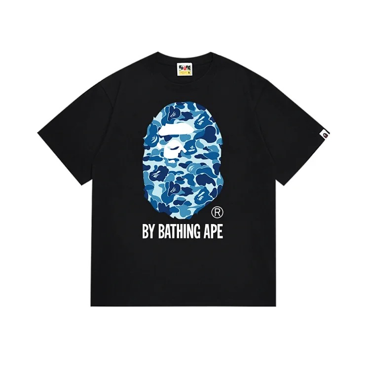 Camouflage print round neck short-sleeved casual T-shirt for men and women