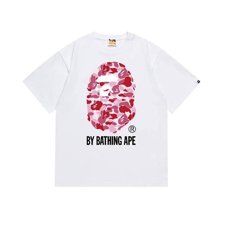 Camouflage print round neck short-sleeved casual T-shirt for men and women