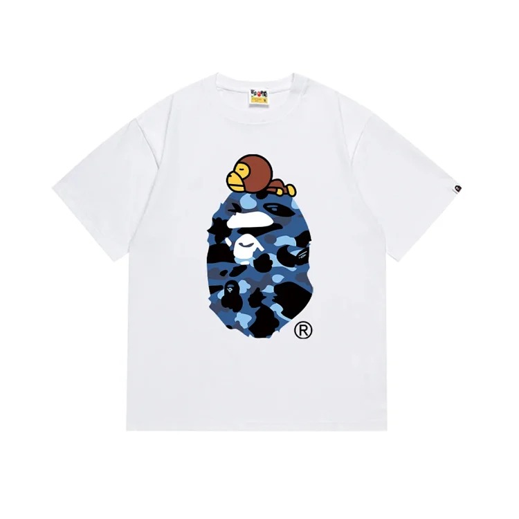 Camouflage print round neck short-sleeved casual T-shirt for men and women