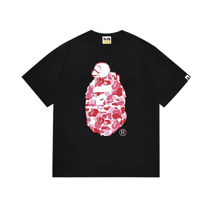 Camouflage print round neck short-sleeved casual T-shirt for men and women