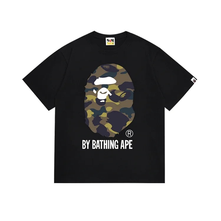 Camouflage print round neck short-sleeved casual T-shirt for men and women