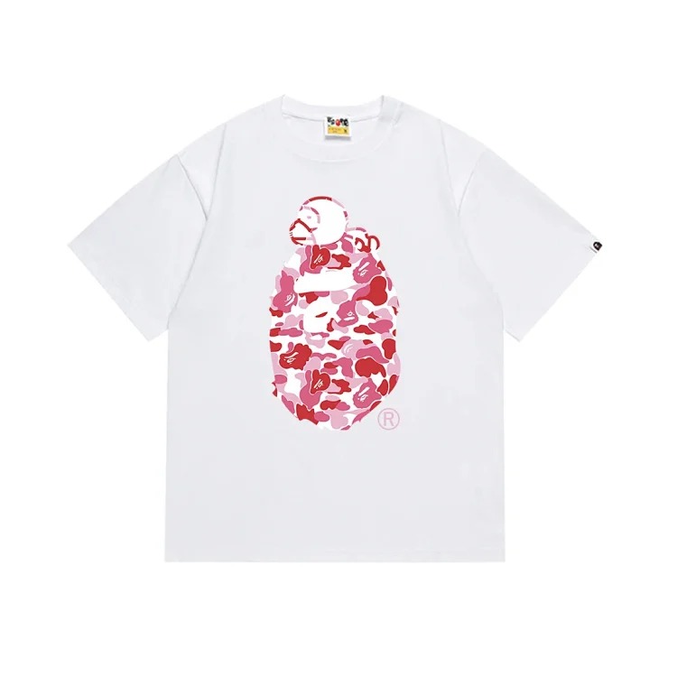 Camouflage print round neck short-sleeved casual T-shirt for men and women
