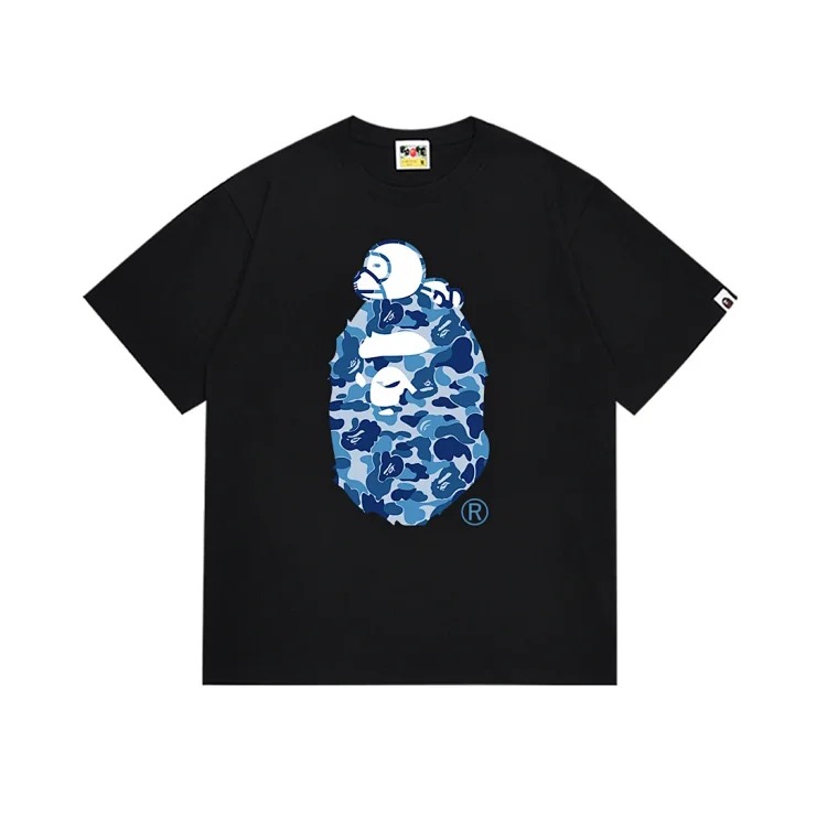 Camouflage print round neck short-sleeved casual T-shirt for men and women
