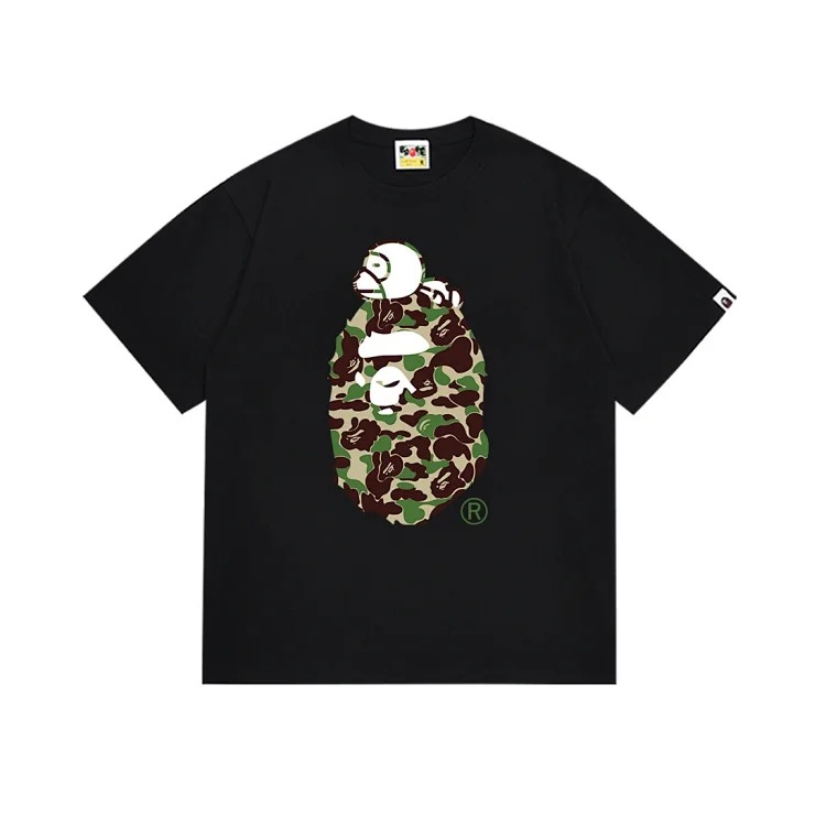 Camouflage print round neck short-sleeved casual T-shirt for men and women