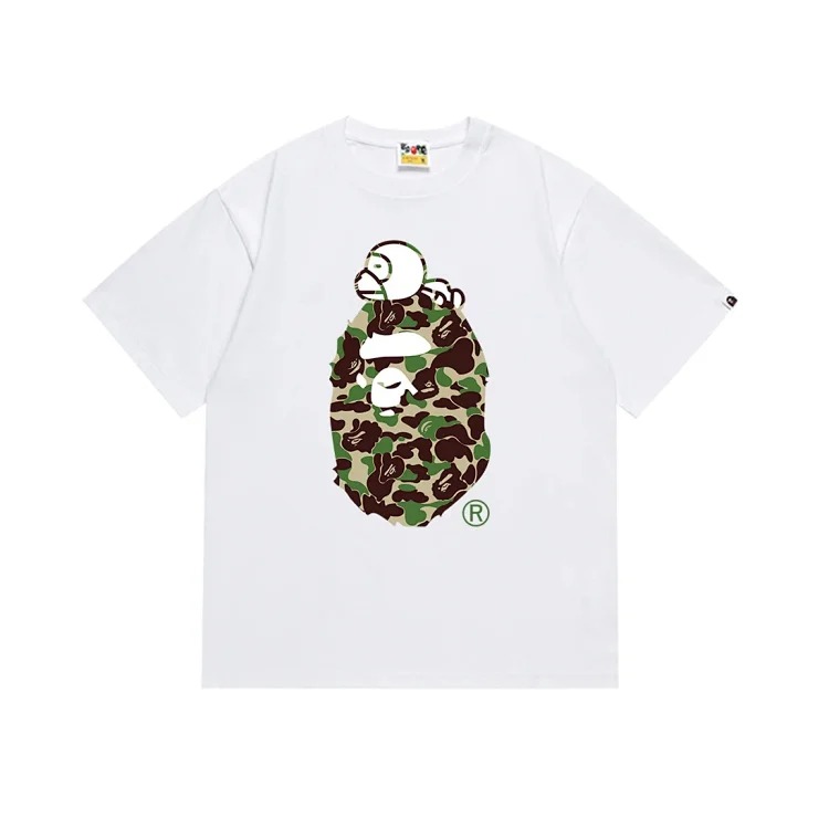Camouflage print round neck short-sleeved casual T-shirt for men and women
