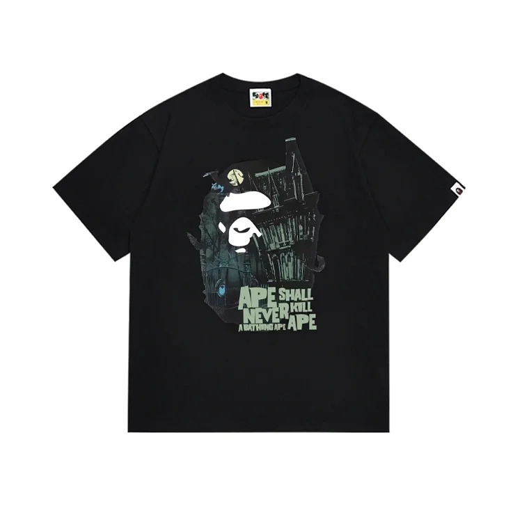 Camouflage print round neck short-sleeved casual T-shirt for men and women