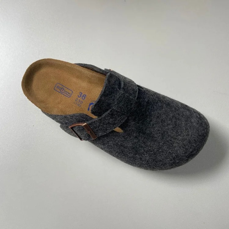 Genuine leather cork sole half-pack platform sandals and slippers
