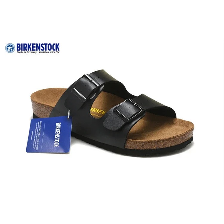 Genuine leather cork sole half-pack platform sandals and slippers