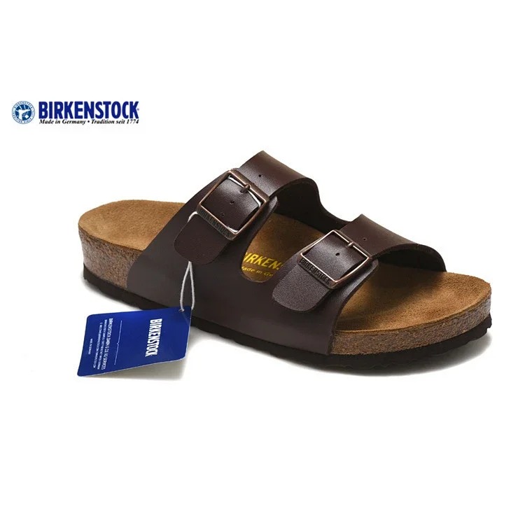 Genuine leather cork sole half-pack platform sandals and slippers