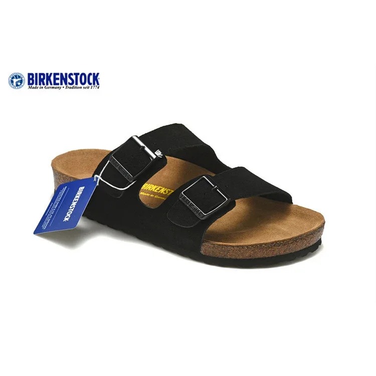 Genuine leather cork sole half-pack platform sandals and slippers