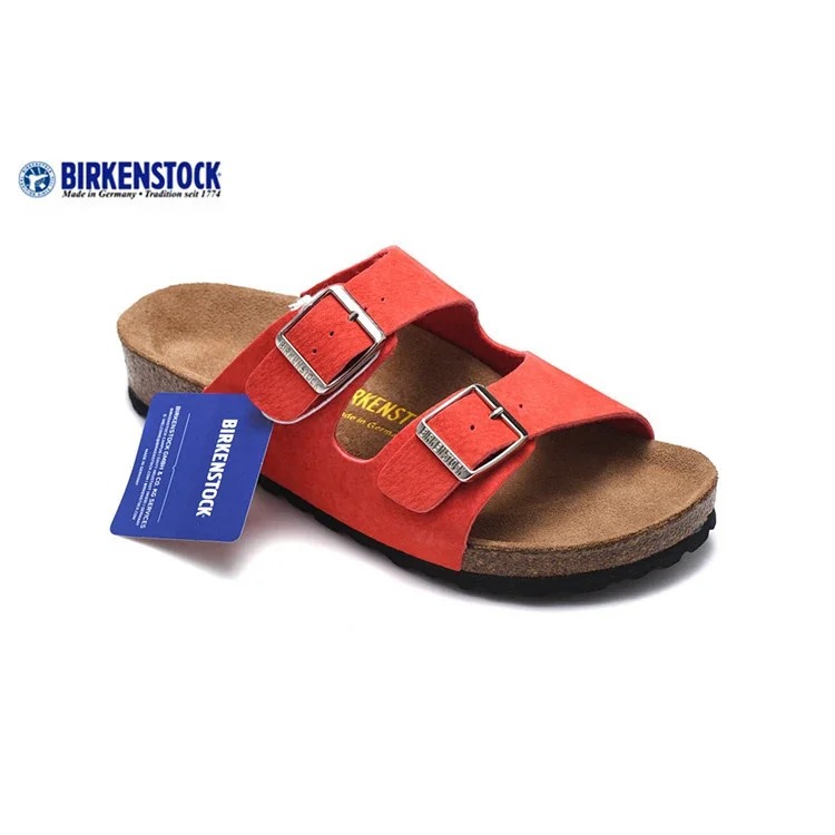 Genuine leather cork sole half-pack platform sandals and slippers