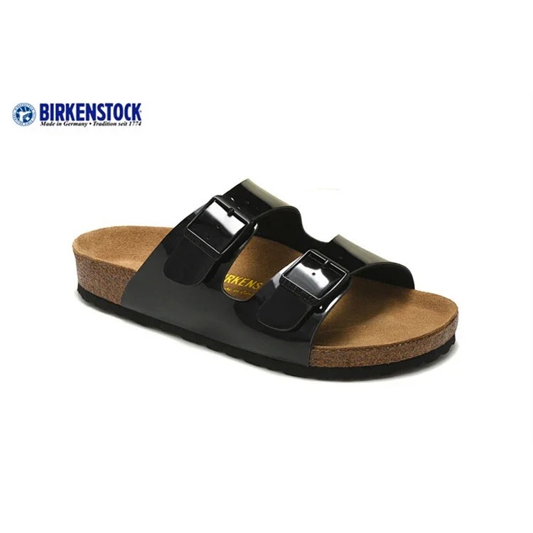 Genuine leather cork sole half-pack platform sandals and slippers