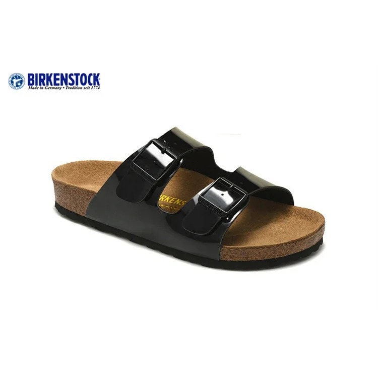 Genuine leather cork sole half-pack platform sandals and slippers