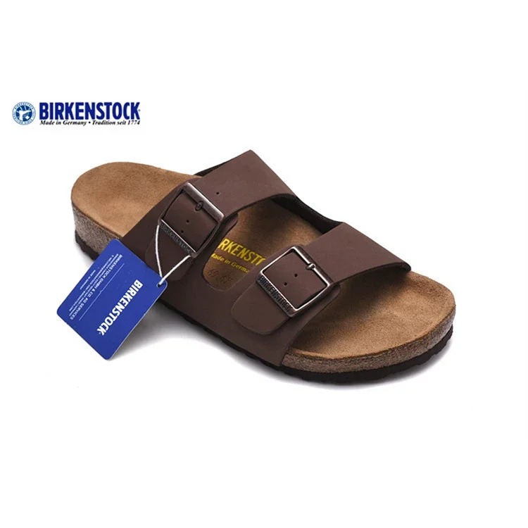 Genuine leather cork sole half-pack platform sandals and slippers