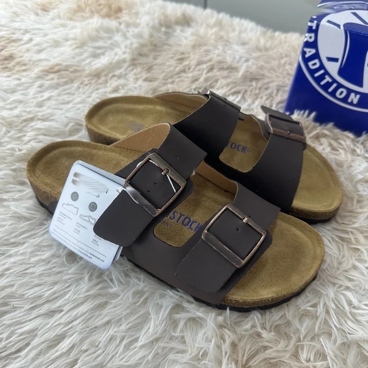 Genuine leather cork sole half-pack platform sandals and slippers