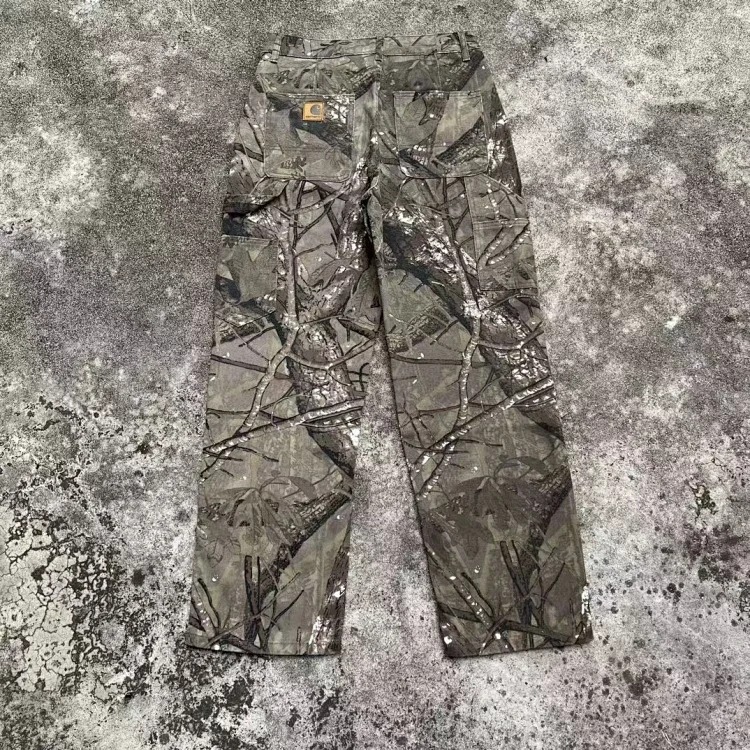 Kaha embroidered logo logging pants heavy washed distressed overalls trousers couple
