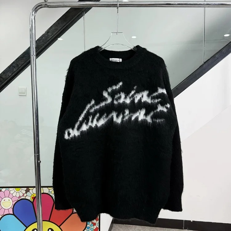 Mohair knitted crew neck sweater