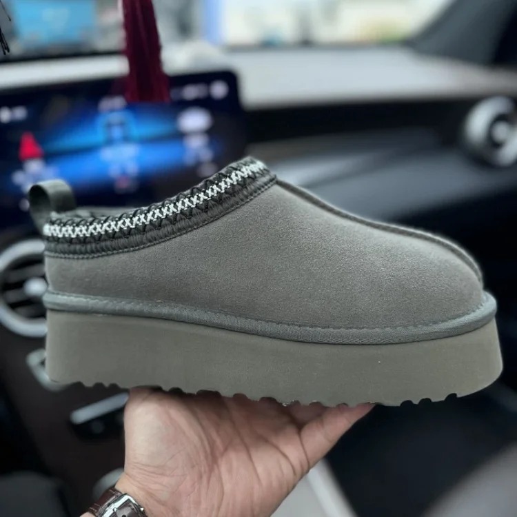 Ethnic style braided thick-soled snow boots women's inner heightening fur all-in-one cotton boots slippers cowhide wool plus velvet anti-slip