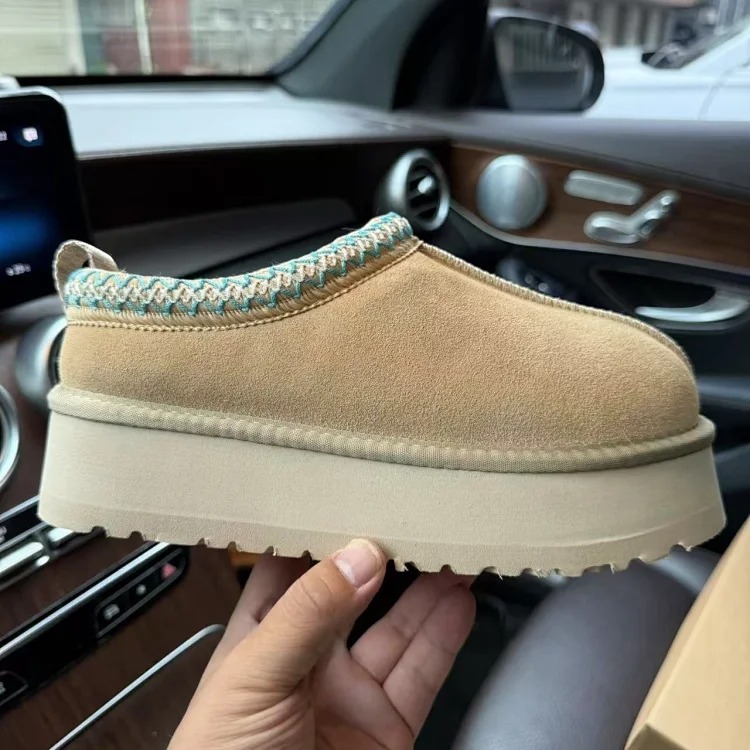 Ethnic style braided thick-soled snow boots women's inner heightening fur all-in-one cotton boots slippers cowhide wool plus velvet anti-slip