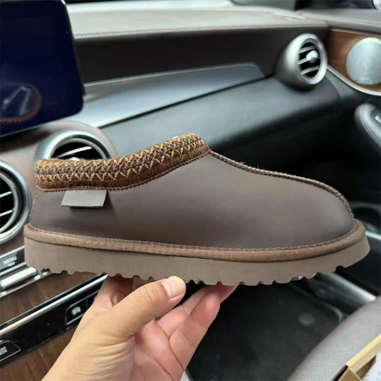 Ethnic style braided thick-soled snow boots women's inner heightening fur all-in-one cotton boots slippers cowhide wool plus velvet anti-slip