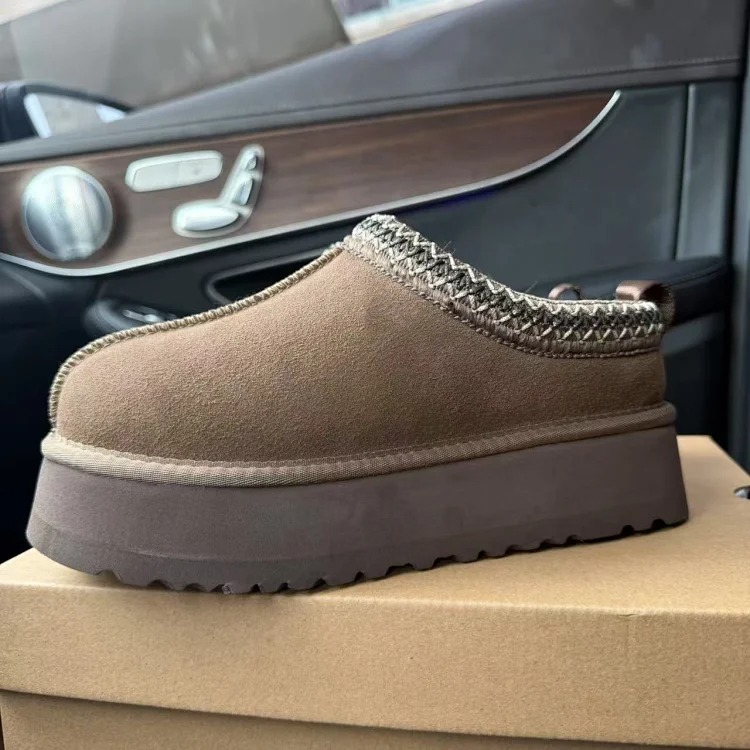 Ethnic style braided thick-soled snow boots women's inner heightening fur all-in-one cotton boots slippers cowhide wool plus velvet anti-slip