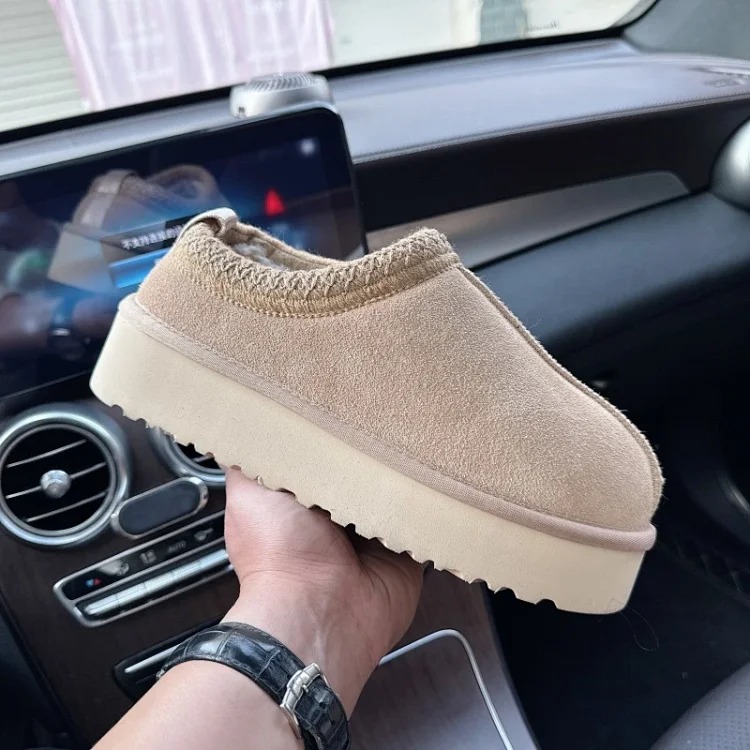 Ethnic style braided thick-soled snow boots women's inner heightening fur all-in-one cotton boots slippers cowhide wool plus velvet anti-slip