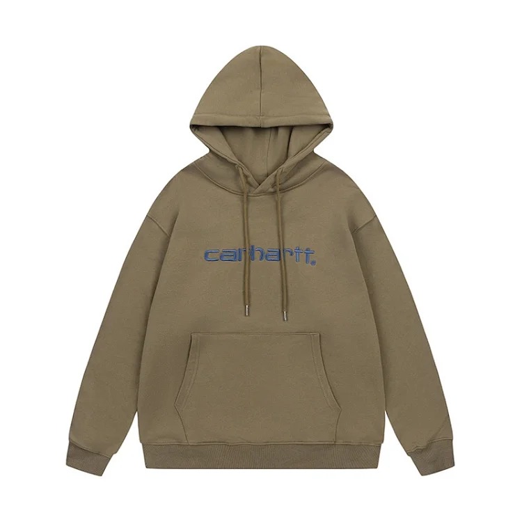 Classic heavy industry embroidery casual round neck loose couple terry hooded sweatshirt for men Ca