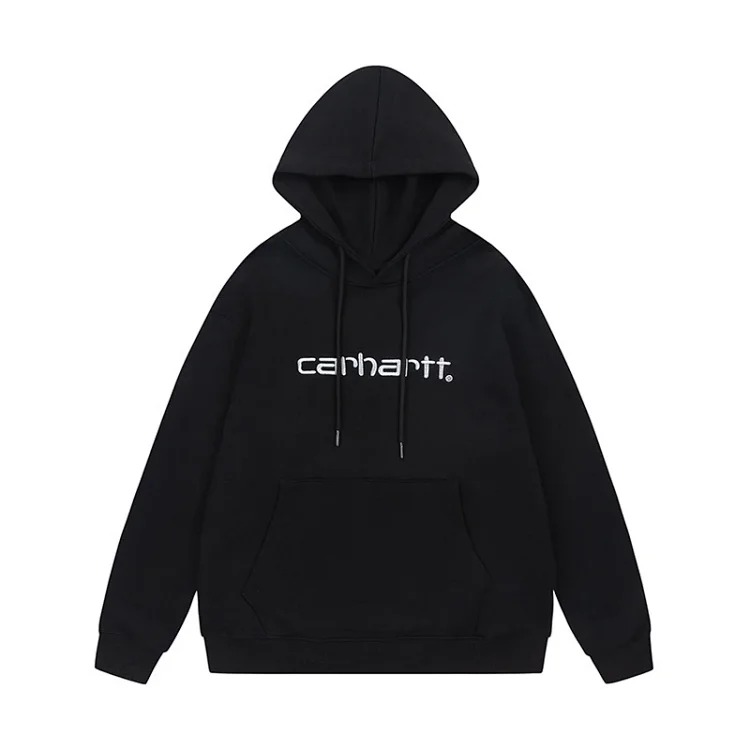 Classic heavy industry embroidery casual round neck loose couple terry hooded sweatshirt for men Ca
