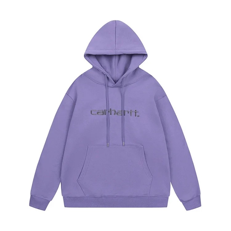 Classic heavy industry embroidery casual round neck loose couple terry hooded sweatshirt for men Ca