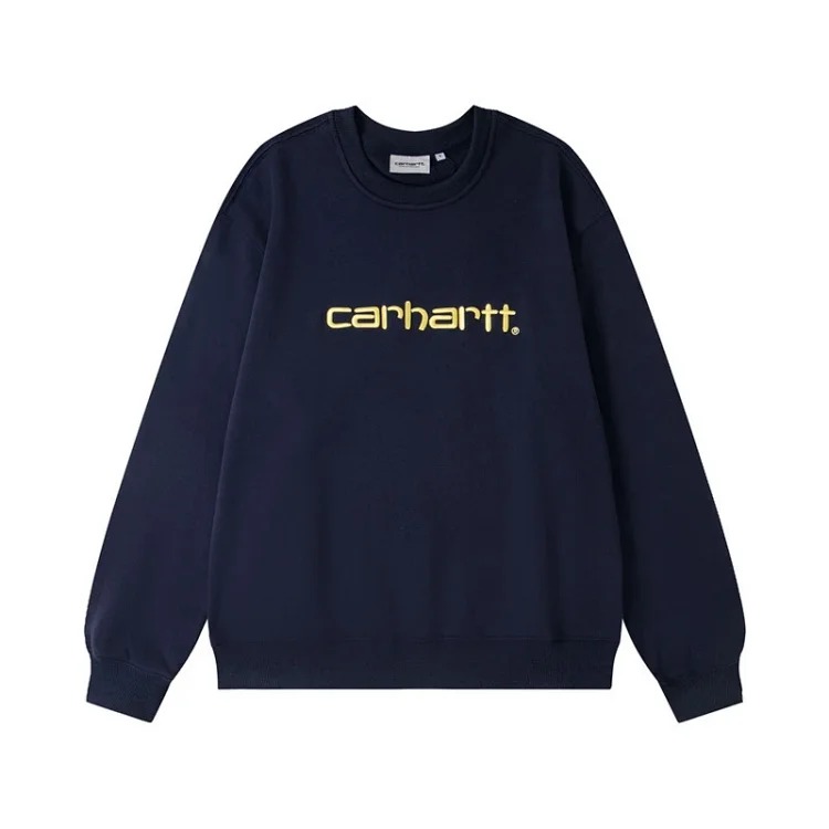 Classic heavy industry embroidery casual round neck loose couple terry hooded sweatshirt for men Ca