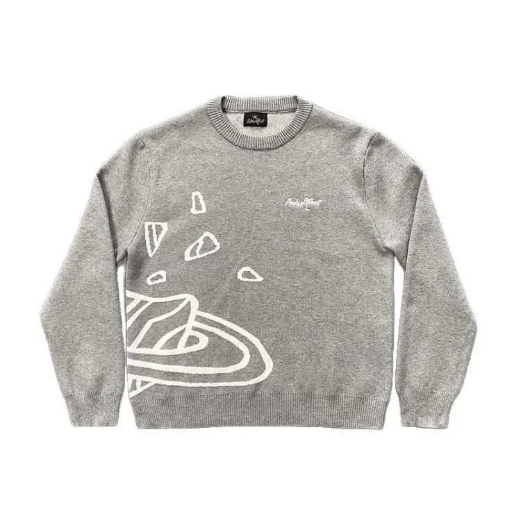 Planet jacquard embroidered logo sweater American street style casual crew neck for men and women