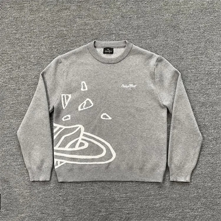 Planet jacquard embroidered logo sweater American street style casual crew neck for men and women