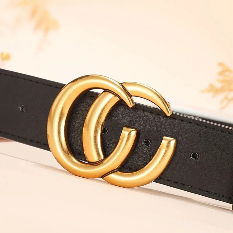 Double-sided cowhide belt gg fashion simple smooth buckle trouser bag couple