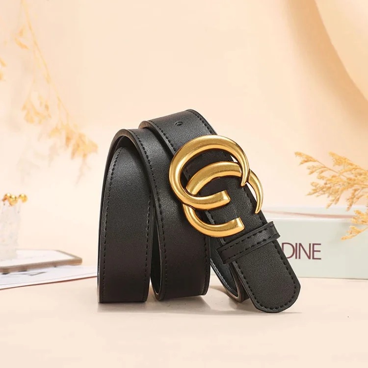 Double-sided cowhide belt gg fashion simple smooth buckle trouser bag couple
