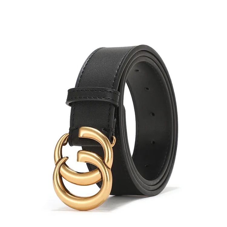 Double-sided cowhide belt gg fashion simple smooth buckle trouser bag couple
